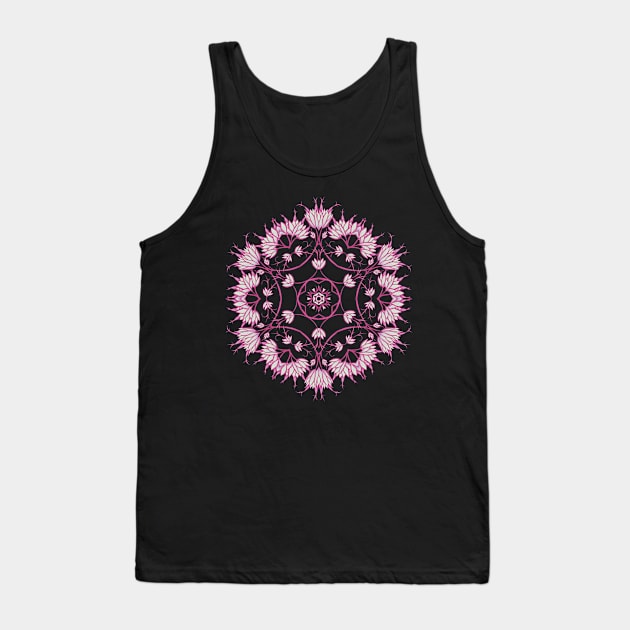 Elegant Floral Mandala Pink Flowers Tank Top by Boriana Giormova